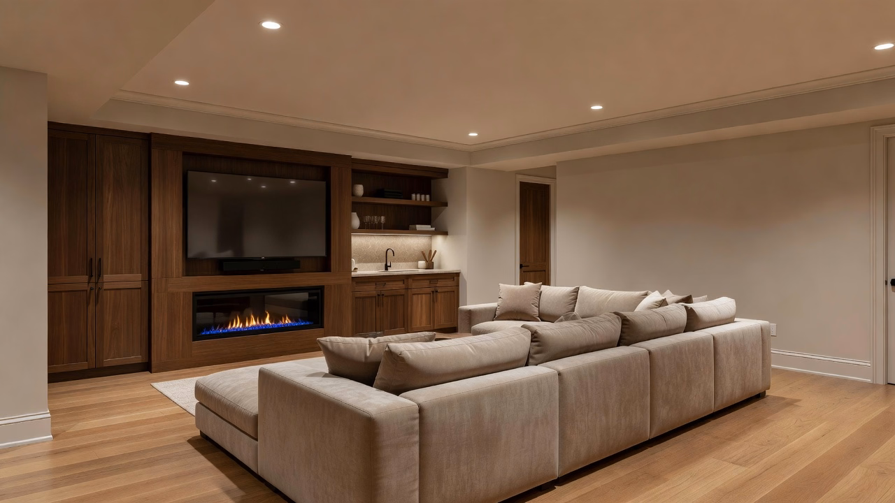 Finished basement living room design inspiration
