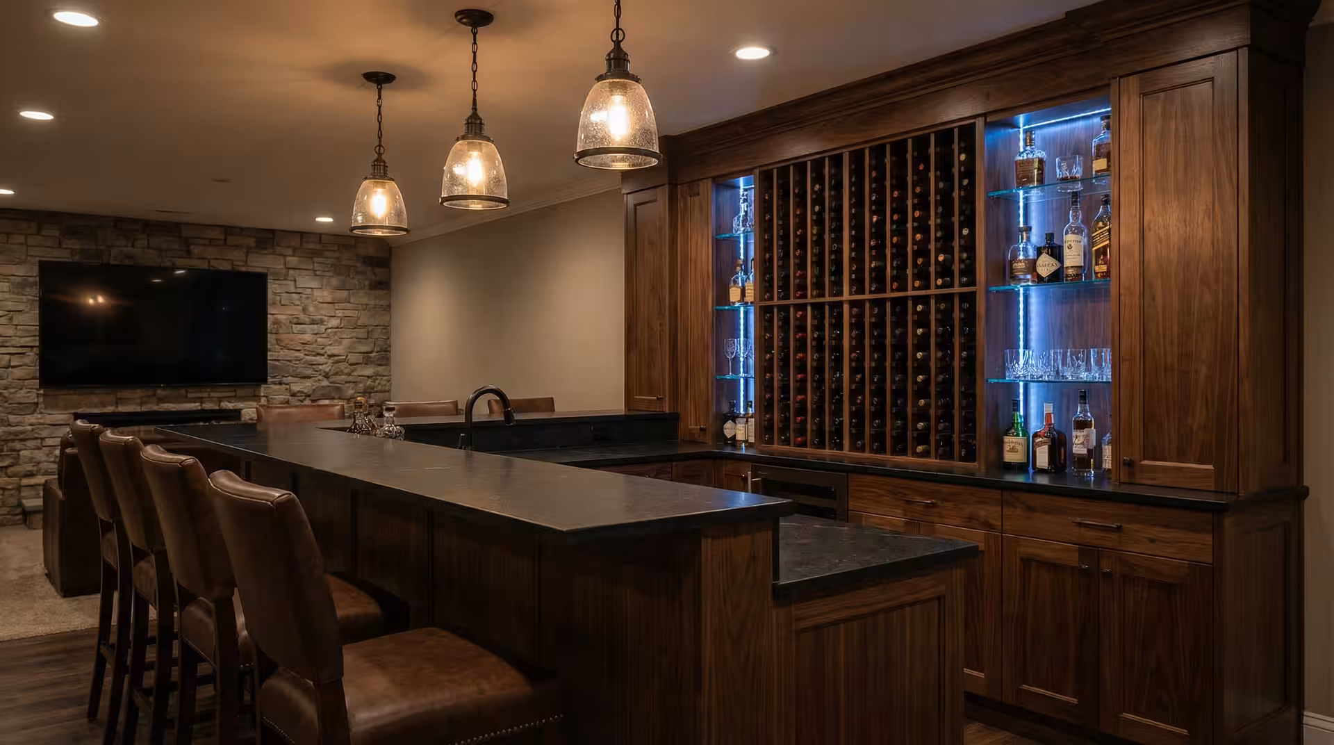 Basement bar and wet bar installation