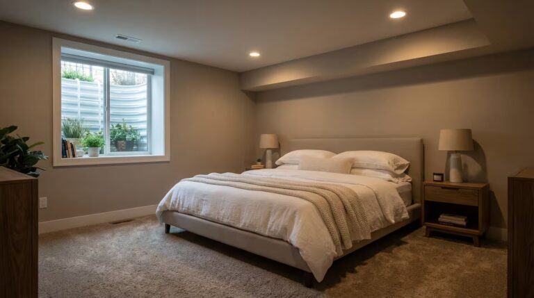 Cozy finished basement bedroom
