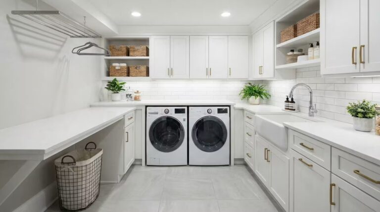 Modern basement laundry room