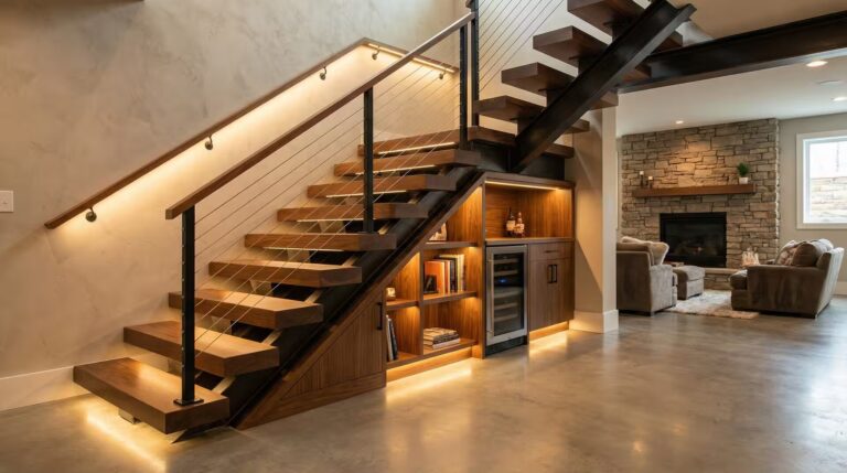 Finished basement staircase