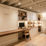 Compact basement with multifunctional furniture and smart storage solutions